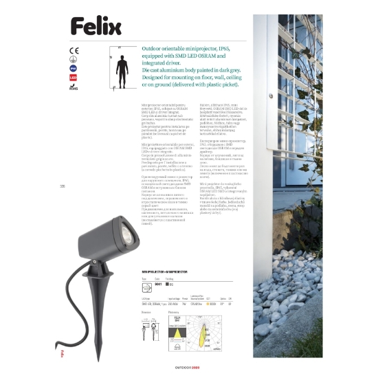Imagine Proiector LED de grădină FELIX 7W IP65 3000K