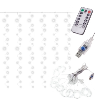 Arată detalii pentru Instalatie luminoasa perdea, interconectabila, conectare 230V, TELECOMANDA, 300 LED-uri, 3M3M, 8 moduri,LUM121 Imagine Instalatie luminoasa perdea, interconectabila, conectare 230V, TELECOMANDA, 300 LED-uri, 3M3M, 8 moduri,LUM121