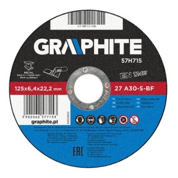 Arată detalii pentru Disc de polizare metal 125x6,4x22mm GRAPHITE 57H715 Imagine Disc de polizare metal 125x6,4x22mm GRAPHITE 57H715