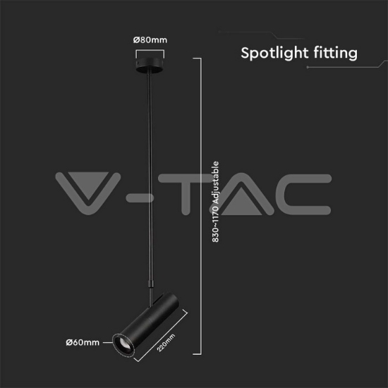 Imagine Suspensie V-TAC 7573, 1 x GU10, neagră, modernă
