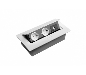 Arată detalii pentru Priză încorporabilă în blat GTV AE-PBSUC2GS-10, 2 prize Schuko, 2 porturi USB 2.1A, cablu 1.5m, alb mat Imagine Priză încorporabilă în blat GTV AE-PBSUC2GS-10, 2 prize Schuko, 2 porturi USB 2.1A, cablu 1.5m, alb mat