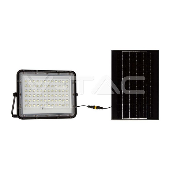 Imagine Proiector LED V-TAC 15W 1200lm Lumină Rece cu Panou Solar Negru IP65 Cablu 3m