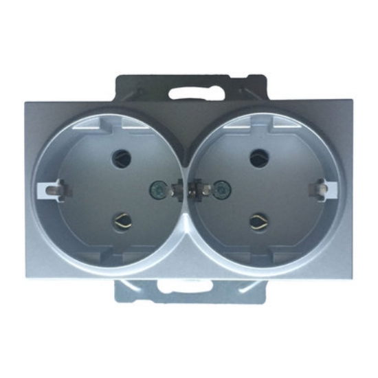 Imagine Priza Schuko Dublă Karre Plus Panasonic Argintiu