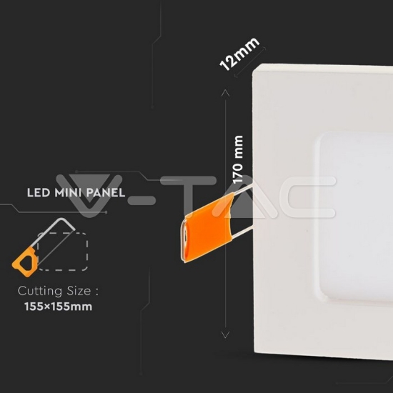 Imagine Spot LED Mini Pătrat V-TAC 12W 4500K VT-1207