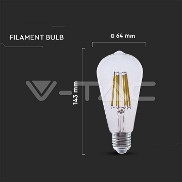 Arată detalii pentru Bec LED ST64 E27 4W cu filament 3000K model Edison Imagine Bec LED ST64 E27 4W cu filament 3000K model Edison