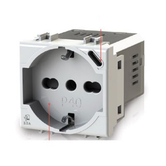 Imagine Priză USB 3A gama P40 compatibilă cu Bticino Matix Alb