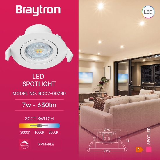 Imagine Spot LED 7W 3000K/4000K/6000K 230V IP20 Alb Rotabil