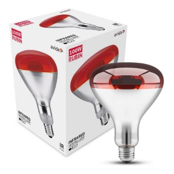 Arată detalii pentru Bec Infraroșu Avide Rubin E27 100W Roșu Imagine Bec Infraroșu Avide Rubin E27 100W Roșu