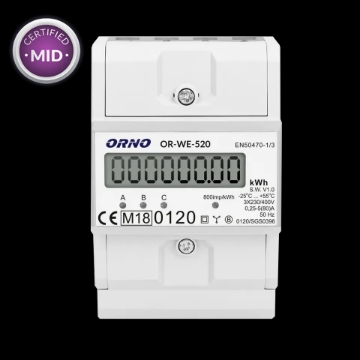 Arată detalii pentru Contor trifazic 4 module, 3 x 80A, 3x230V/400V AC, 50/60Hz, certificare MID Imagine Contor trifazic 4 module, 3 x 80A, 3x230V/400V AC, 50/60Hz, certificare MID