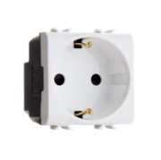 Imagine Priză Schuko modulară 2P+E 16A 2M albă Gewiss Chorus GW10241