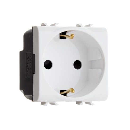 Imagine Priză Schuko modulară 2P+E 16A 2M albă Gewiss Chorus GW10241