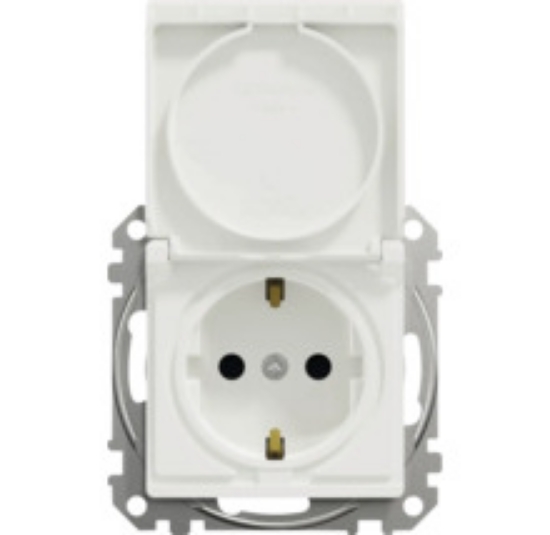 Imagine Priză simplă cu capac alb Sedna Design 2P+E