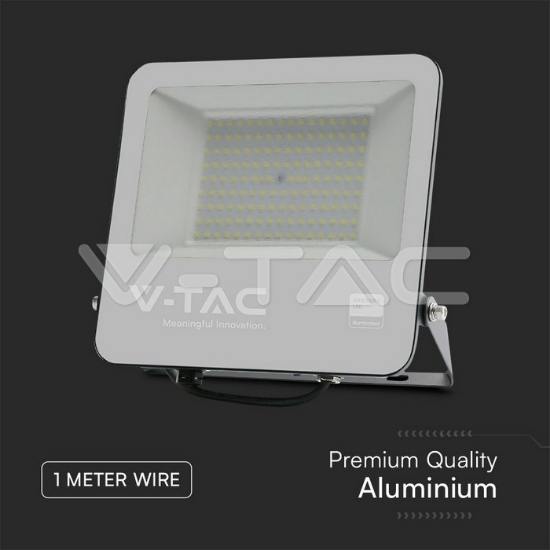 Imagine Proiector LED V-TAC Chip Samsung SMD Slim 100W Lumină Rece Negru Cablu 1m 5 Ani Garanție