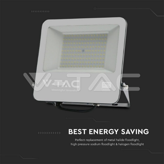 Imagine Proiector LED V-TAC Chip Samsung SMD Slim 100W Lumină Rece Negru Cablu 1m 5 Ani Garanție