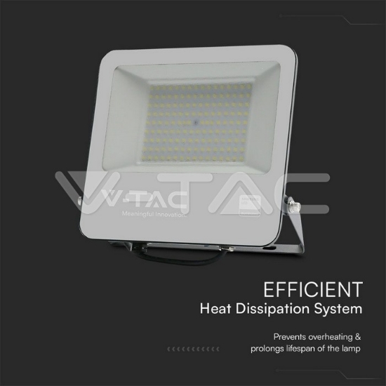 Imagine Proiector LED V-TAC Chip Samsung SMD Slim 100W Lumină Rece Negru Cablu 1m 5 Ani Garanție