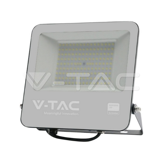 Imagine Proiector LED V-TAC Chip Samsung SMD Slim 100W Lumină Rece Negru Cablu 1m 5 Ani Garanție