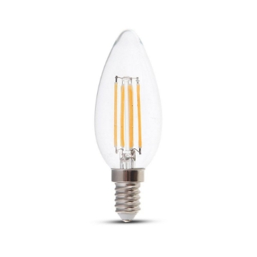 Arată detalii pentru Bec LED Filament Lumanare E14 4W Lumina Calda V-TAC 214301 Imagine Bec LED Filament Lumanare E14 4W Lumina Calda V-TAC 214301