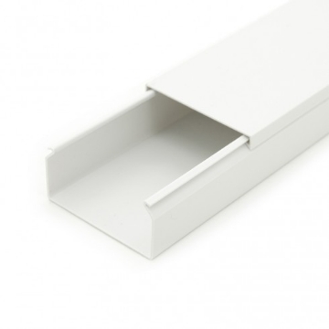 Arată detalii pentru Canal cablu 80 x 60 mm, 2 m, alb, PVC ignifugat Imagine Canal cablu 80 x 60 mm, 2 m, alb, PVC ignifugat