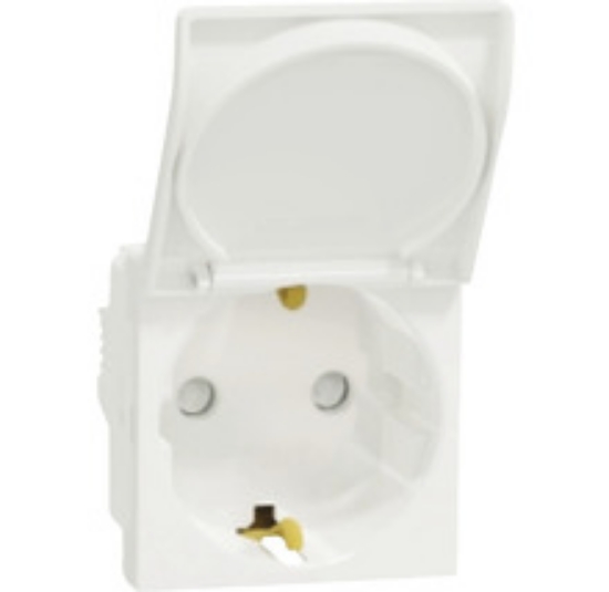 Imagine Priză 2P+E 16A cu capac Unica Studio alb