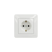 Imagine Priză 2P+E cu obturatoare și ramă decorativă albă