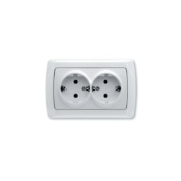 Arată detalii pentru Priză dublă Schuko Carmen Viko, încastrată, alb Imagine Priză dublă Schuko Carmen Viko, încastrată, alb