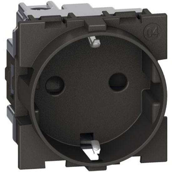 Imagine Priză standard germană 2P+T 16A 250V, 2 module, negru, Bticino Living Now