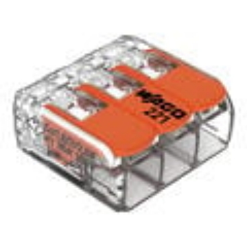 Arată detalii pentru Clema de legătură rapidă WAGO 221-613 cu 3 conductori și manete, transparentă, 0,5-6 mm², 41A Imagine Clema de legătură rapidă WAGO 221-613 cu 3 conductori și manete, transparentă, 0,5-6 mm², 41A