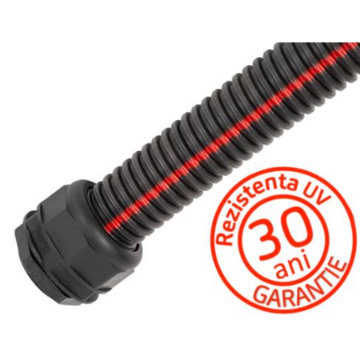 Arată detalii pentru Tub gofrat cu pereti dubli 450N D40 HF stabilizat UV cu fir si cupla Extro Imagine Tub gofrat cu pereti dubli 450N D40 HF stabilizat UV cu fir si cupla Extro