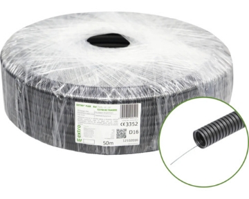 Arată detalii pentru Tub flexibil gofrat EXTRO FLEX dur Ø16 mm, 750N, fără fir de tragere, rezistent UV, HF, rola 50 m Imagine Tub flexibil gofrat EXTRO FLEX dur Ø16 mm, 750N, fără fir de tragere, rezistent UV, HF, rola 50 m