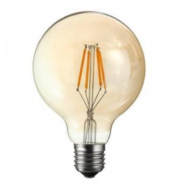 Arată detalii pentru Bec LED G125 E27 8W cu filament 2200K alb cald Imagine Bec LED G125 E27 8W cu filament 2200K alb cald