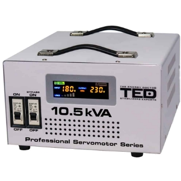 Arată detalii pentru Stabilizator de tensiune cu servomotor 10.5KVA TED SVC105 Imagine Stabilizator de tensiune cu servomotor 10.5KVA TED SVC105