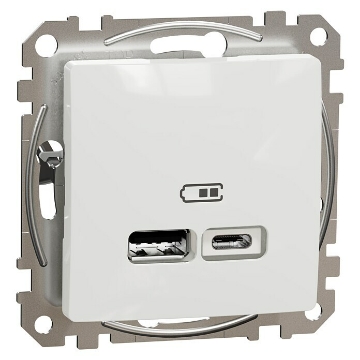 Arată detalii pentru Priză dublă USB A + USB C Schneider Sedna SDD111402, încastrată, albă Imagine Priză dublă USB A + USB C Schneider Sedna SDD111402, încastrată, albă
