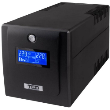 Arată detalii pentru UPS TED 1600VA/900W cu 4 prize Schuko, display LCD, 2x12V cu stabilizator Imagine UPS TED 1600VA/900W cu 4 prize Schuko, display LCD, 2x12V cu stabilizator