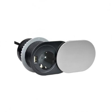 Arată detalii pentru Priză încorporabilă SLIDE 1xSchuko 1xUSB Inox Imagine Priză încorporabilă SLIDE 1xSchuko 1xUSB Inox