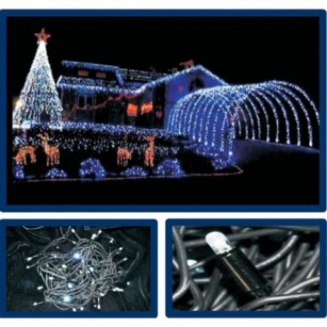 Arată detalii pentru Șir extensibil 50 LED+FLASH Alb Rece cu Cablu Negru 5m  Imagine Șir extensibil 50 LED+FLASH Alb Rece cu Cablu Negru 5m
