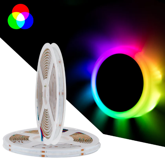 Imagine Bandă LED COB 8W 24V IP54 RGB 576 LED-uri/m