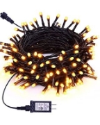 Imagine Șir exterior 100 LED Alb Cald cu Cablu Negru 10m