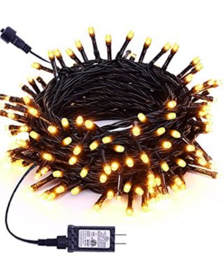 Imagine Șir exterior 100 LED Alb Cald cu Cablu Negru 10m