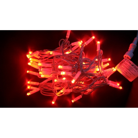 Imagine Șir extensibil 50 LED roșii cu cablu alb 5m - S-OUT