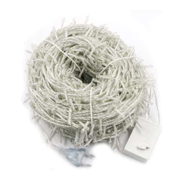 Arată detalii pentru Șir exterior 100 LED alb rece cu cablu alb 10m - S-OUT Imagine Șir exterior 100 LED alb rece cu cablu alb 10m - S-OUT