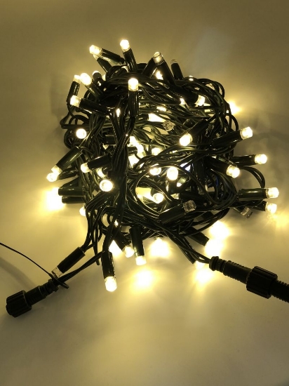 Imagine Ghirlandă extensibilă 50 LED-uri cu flash, lumină alb cald, cablu negru 3x0.4m 