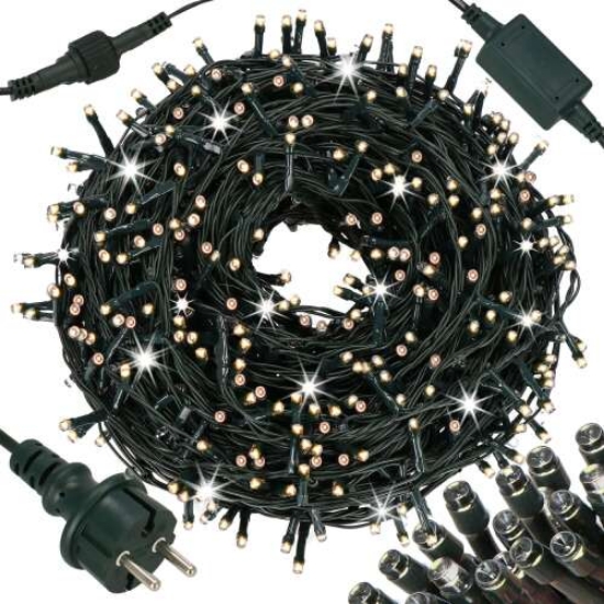 Imagine Ghirlandă extensibilă 50 LED-uri cu flash, lumină alb cald, cablu negru 3x0.4m 