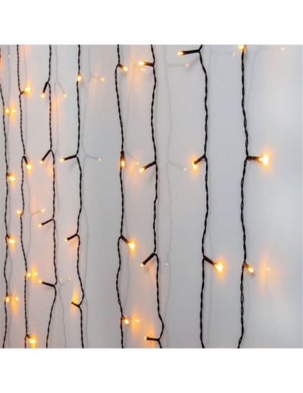 Imagine Perdea extensibilă LED 204 lumini alb cald cu cablu negru 1x4m DD-9009-WW