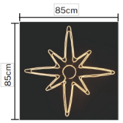 Imagine Stea decorativă cu 270 LED-uri alb cald și cablu negru de 1m
