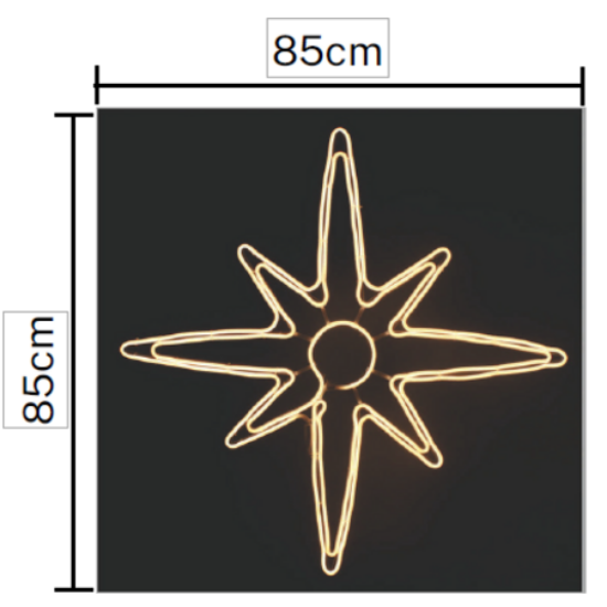 Imagine Stea decorativă cu 270 LED-uri alb cald și cablu negru de 1m