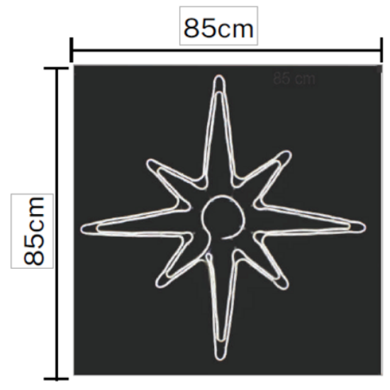 Imagine Stea decorativă cu 270 LED-uri alb rece și cablu negru de 1m STAR-010