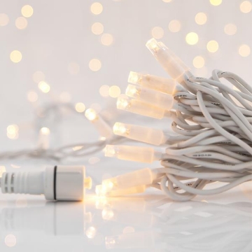 Arată detalii pentru Șir luminos, 100 LED-uri de 5mm, cablu alb, LED-uri alb cald la fiecare 10 cm Imagine Șir luminos, 100 LED-uri de 5mm, cablu alb, LED-uri alb cald la fiecare 10 cm
