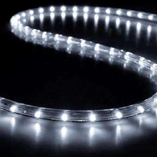 Imagine Furtun LED, conexiune dublă, alb, 50 m, 30 LED/m și 6 LED alb cu FLASH, cu protecție UV