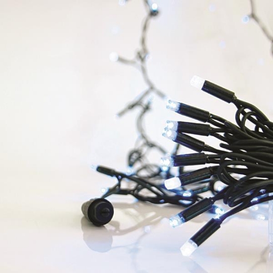 Imagine Șir luminos, 100 LED-uri de 5mm, cablu verde, 90 LED-uri albastre + 10 LED-uri albe FLASH