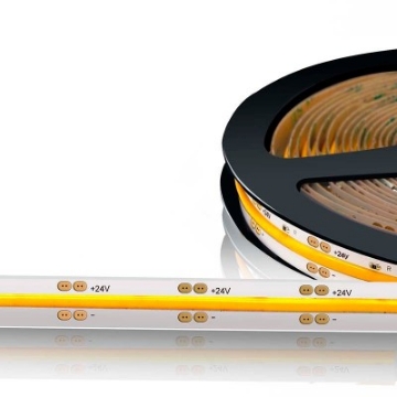 Arată detalii pentru Bandă LED COB 24V 5 Metri 15W/M 512LED/M 1650Lm/M CRI90 IP20 Alb Cald 2700K Imagine Bandă LED COB 24V 5 Metri 15W/M 512LED/M 1650Lm/M CRI90 IP20 Alb Cald 2700K